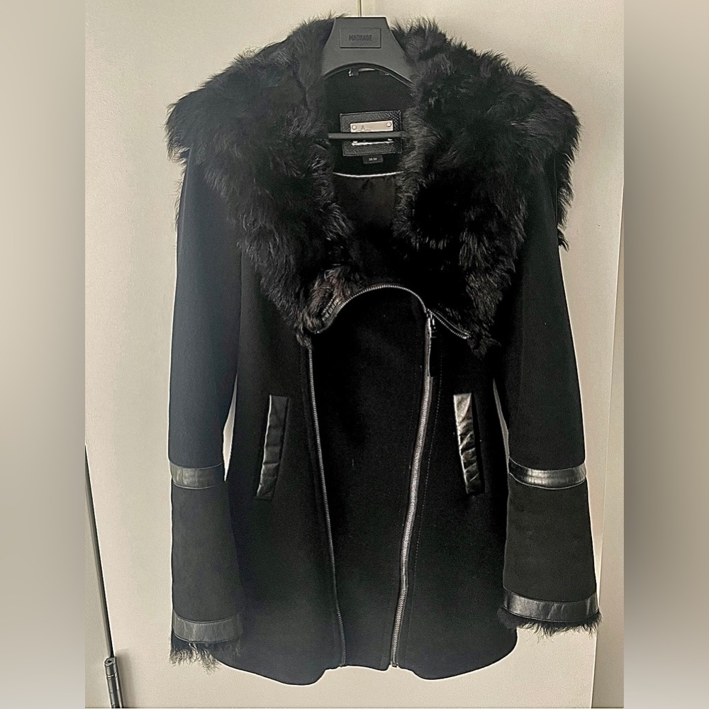 Mackage wool suede and fur coat